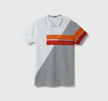 Men Color Blocked Polo Collar T-shirt