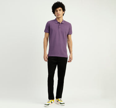 Regular Fit Ribbed Collar Solid T-Shirt