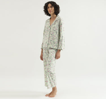 Regular Fit Lapel Collar Floral Print Shirt and Floral Pajama Set