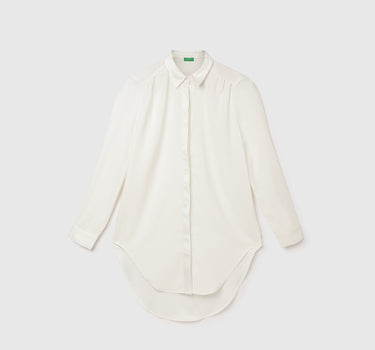 Relaxed-Fit Regular Collar High-Low Hem Shirt