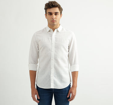 Men Self Designed Spread Collar Shirt