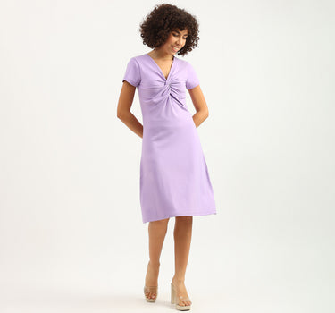 Women Solid V-Neck Dress