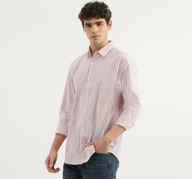 Regular Fit Spread Collar Striped Shirt