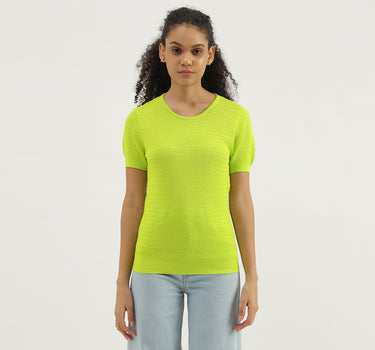 Round Neck Textured Top