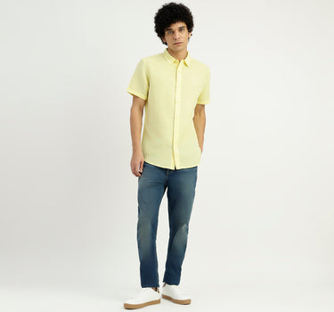 Slim Fit Spread Collar Solid Shirt