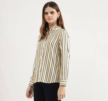 Spread Collar Striped Shirt