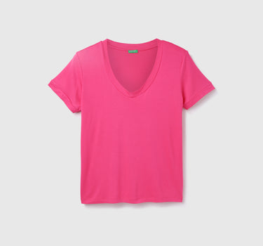 Viscose Blend Solid V-Neck Women T-shirts