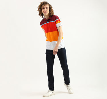 Men Colorblock Polo Collar T-Shirt