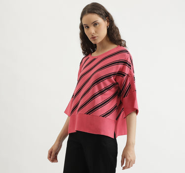 Regular Fit Round Neck Striped Sweater