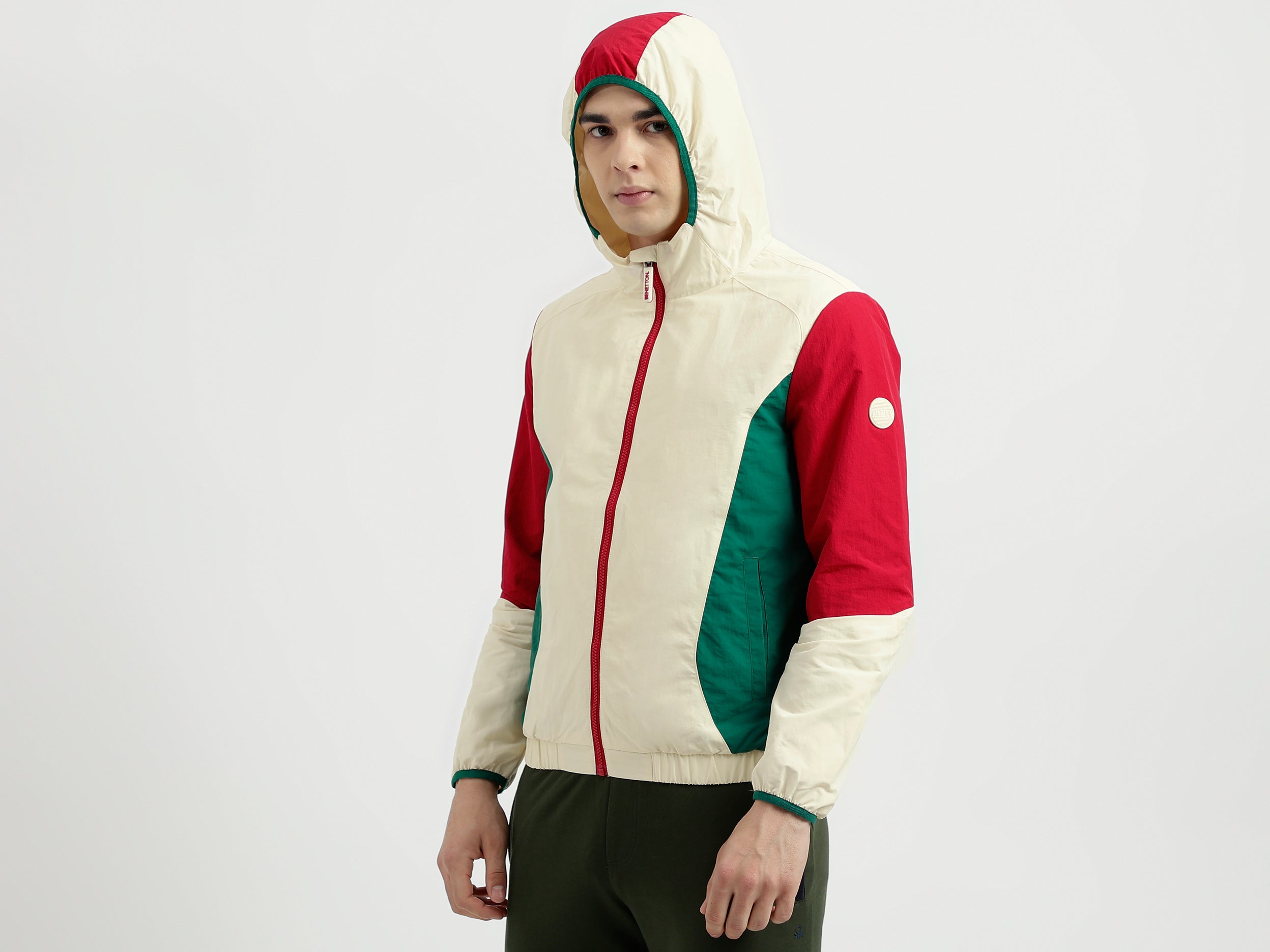 Men's Regular Fit Hooded Neck Color Blocked Jacket – United Colors