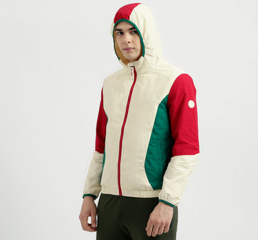 Men's Regular Fit Hooded Neck Color Blocked Jacket