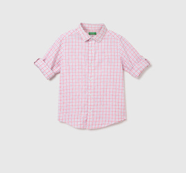 Regular Fit Spread Collar Checkered Shirt