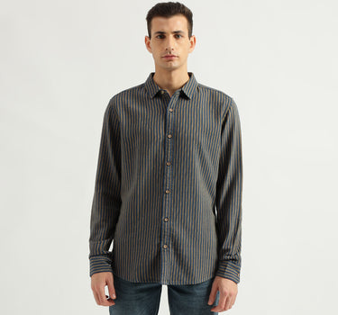 Men's Slim Fit Spread Collar Striped Shirts