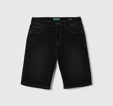 Solid Mid Rise Slim Fit Jeans Short