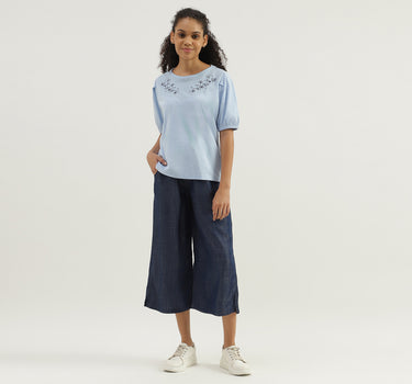 Solid Mid Waist Regular Fit Culottes