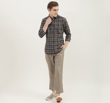 Men Checked Spread Collar Shirt