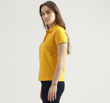 Regular Fit Polo Neck Solid Women's T-Shirt