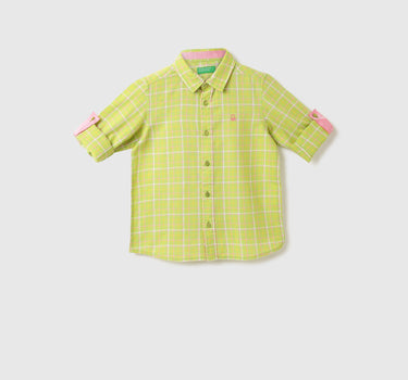 Boys Checked Spread Collar Shirt