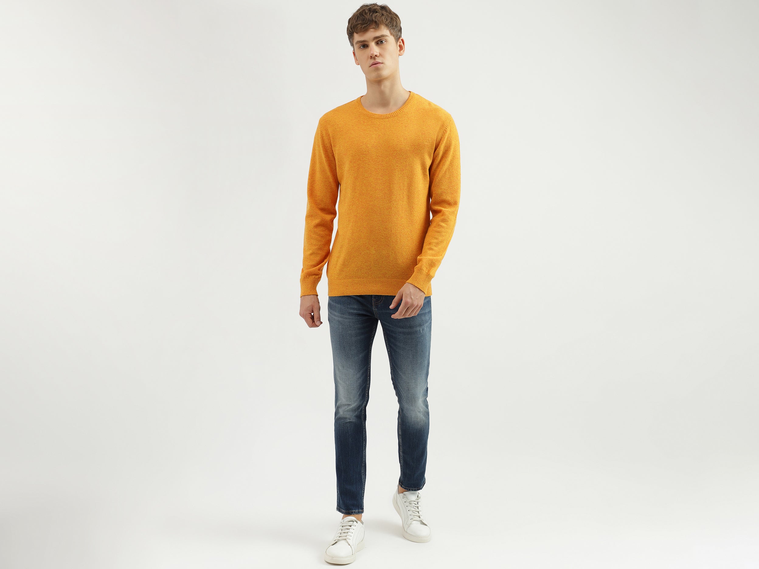 Men's Regular Fit Crew Neck Solid Sweater