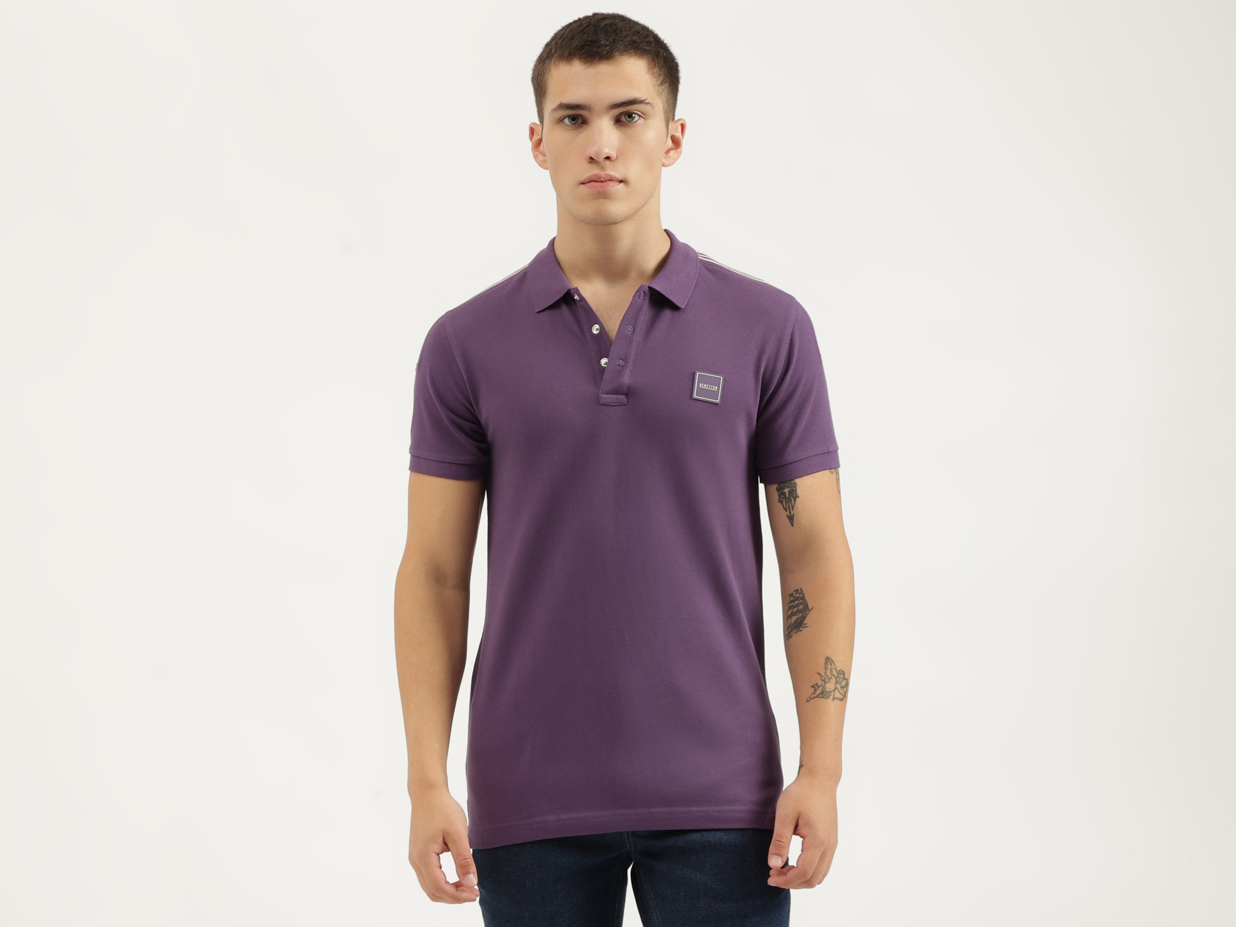 Regular Fit Polo Neck Solid T-shirts