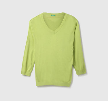 Viscose Solid V-Neck Women Sweaters