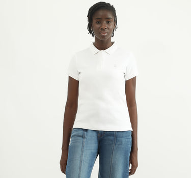 Women Solid Polo Collar T-shirt