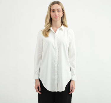 Relaxed-Fit Regular Collar High-Low Hem Shirt