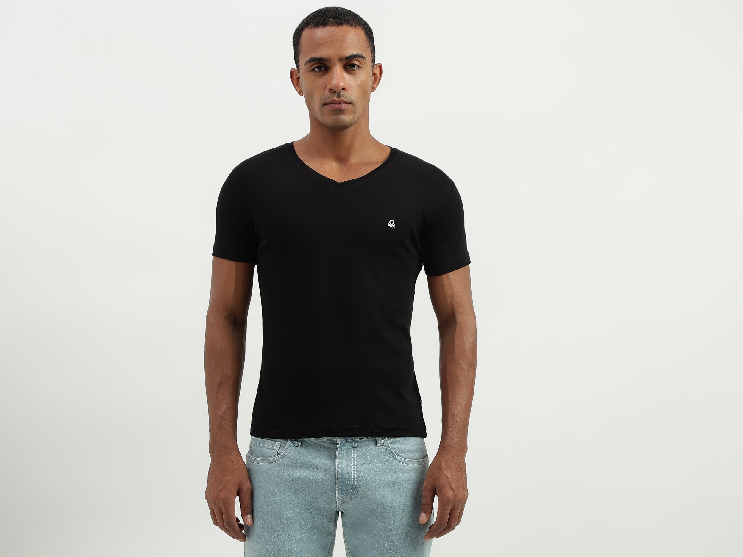 Regular Fit V-Neck Solid T-Shirt