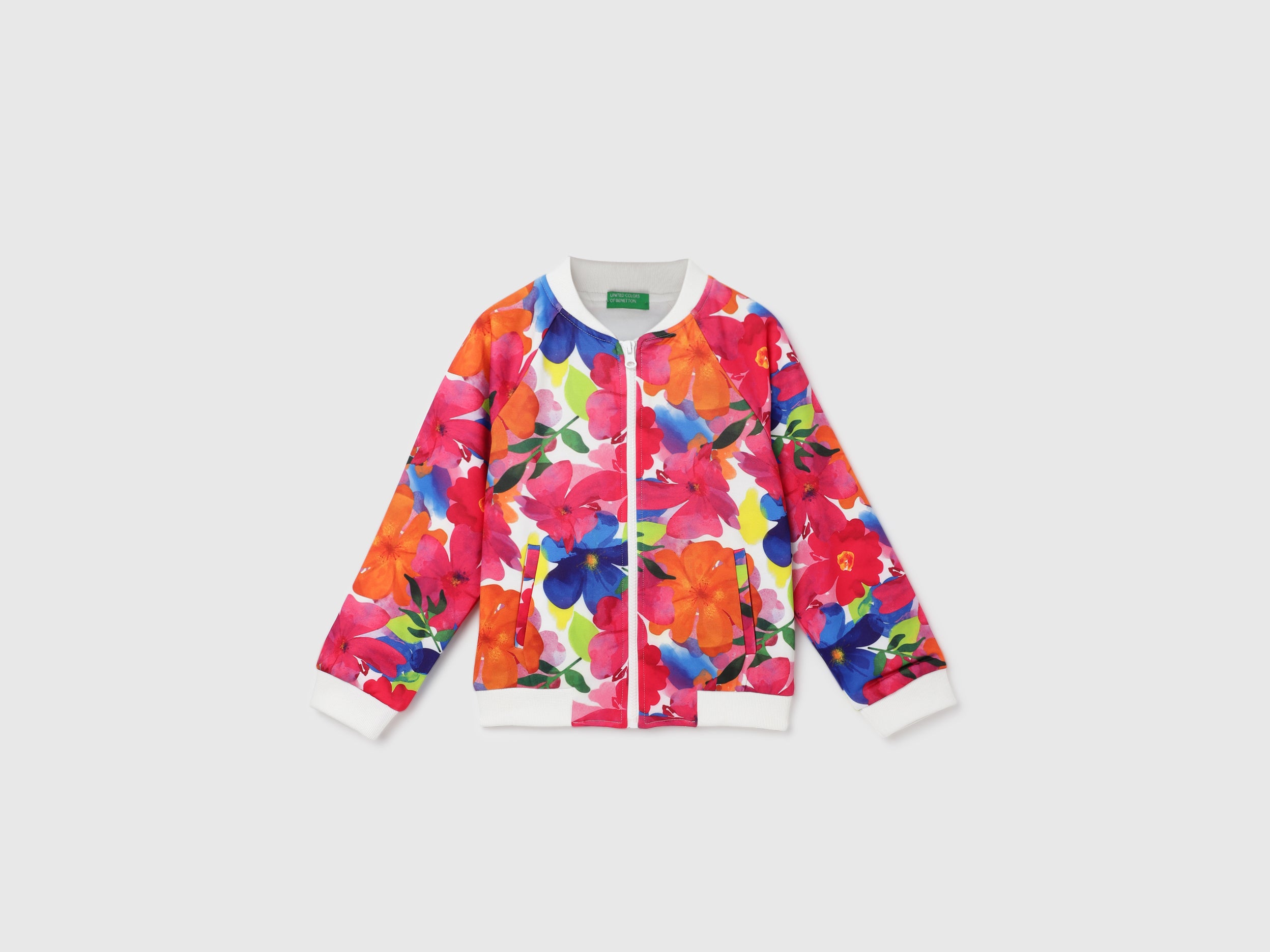 Girl's Regular Fit Band Collar Floral Jacket