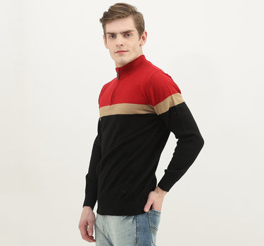 Men Colorblock High Neck Sweater