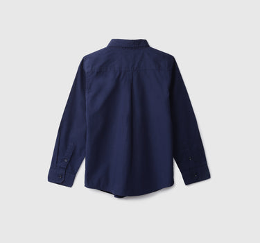 Boys Navy Blue Solid Shirt