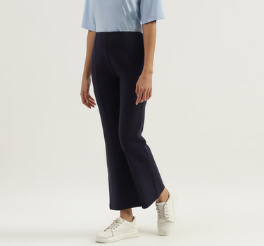 Solid High Waist Bootleg Trousers