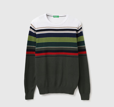 Regular Fit Round Neck Striped Sweater