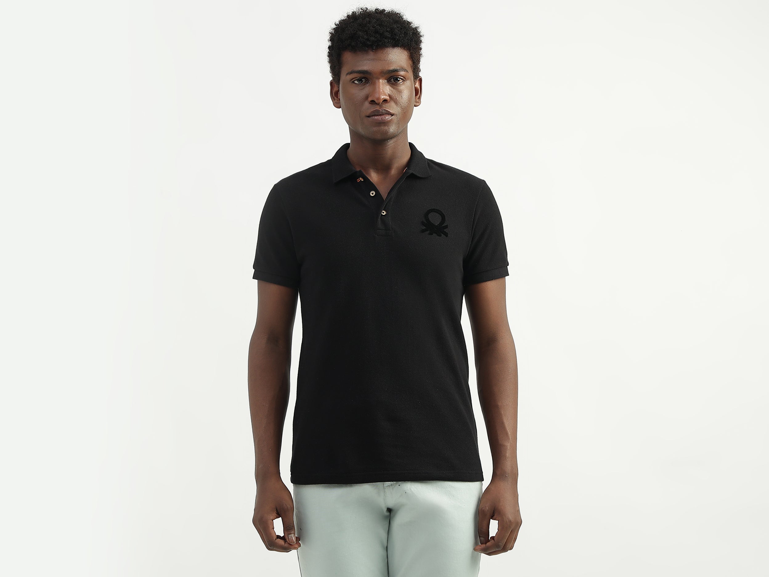 Cotton Solid Polo Collar Mens T-shirts