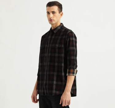 Men's Regular Fit Spread Collar Checked Shirts