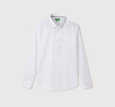 Slim Fit Spread Collar Solid Shirt