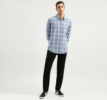 Men's Slim Fit Spread Collar Checked Shirts