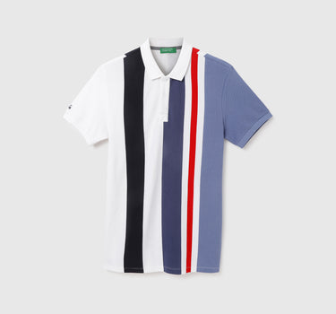 Polo Neck Striped Pattern T-Shirt