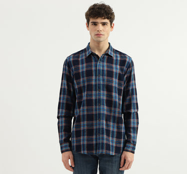 Regular Fit Spread Collar Checkered Shirt