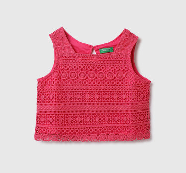 Cotton Embroidery Square Neck Girls Tops