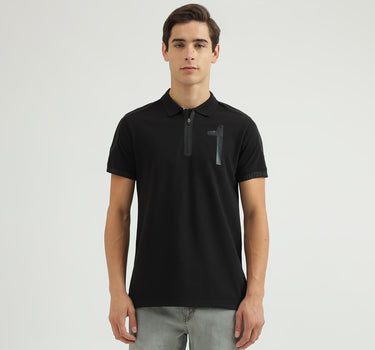 Solid Polo Neck Regular-Fit T-Shirt