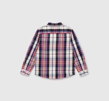 Boy's Regular Fit Spread Collar Checked Shirt