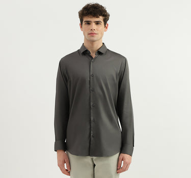 Slim Fit Spread Collar Solid Shirt