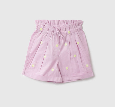 Girls Embroidery Regular Fit Shorts