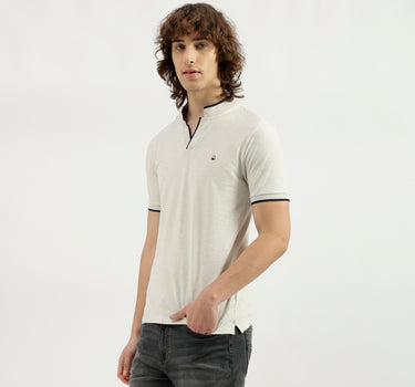 Polo Neck Solid Pattern T-Shirt