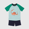 Regular Fit Round Neck Striped & Printed T-Shirt with Solid Colour Shorts Set