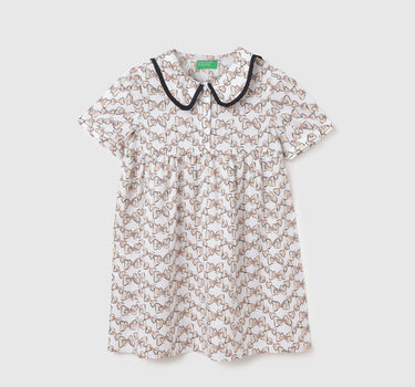 Regular Fit Peter Pan Collar Printed Dress