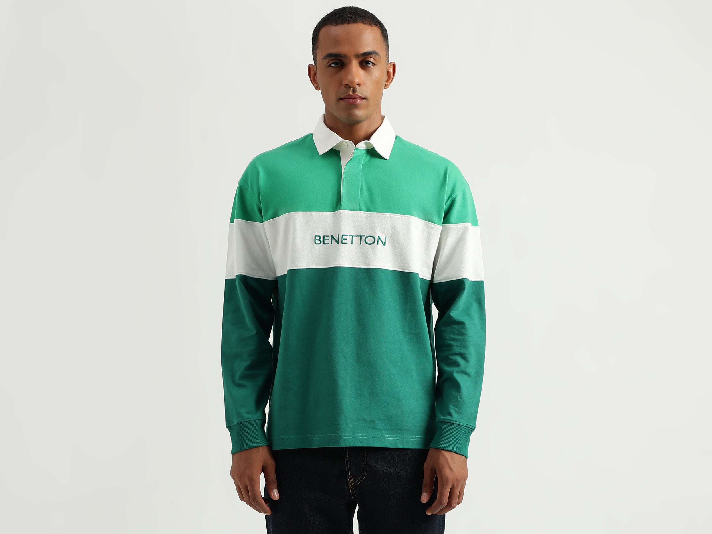 Men's Regular Fit Polo Collar Color Block Tshirts