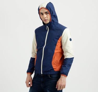 Men's Regular Fit Hooded Neck Color Blocked Jacket