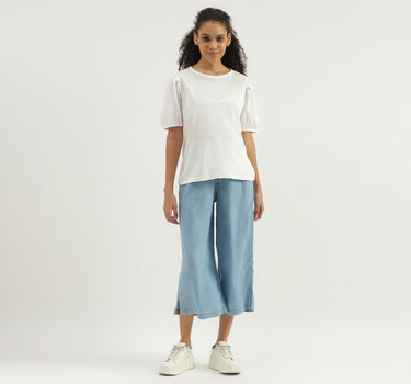 Solid Mid Waist Regular Fit Culottes